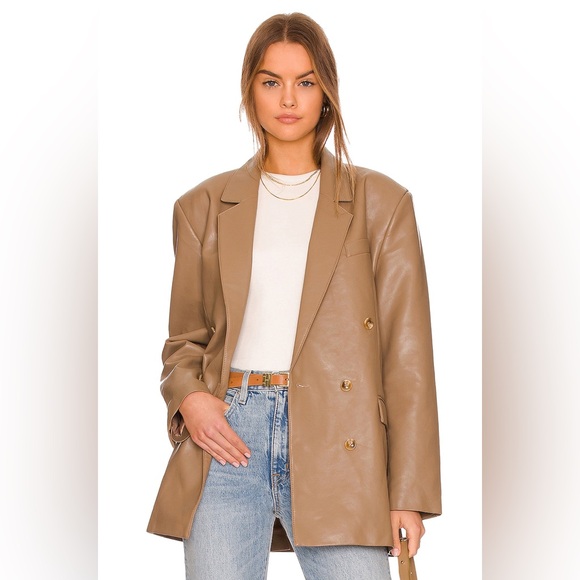 $298 PISTOLA ROMAN VEGAN LEATHER BLAZER TORTOISESHELL REVOLVE MOTHER GRLFRND - Picture 9 of 12